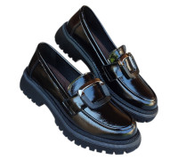 Kožne ravne ženske lakovane mokasine ART 3027